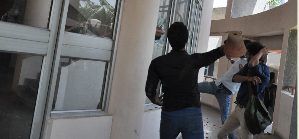 with UGC decision unhappy students create Violent protests and sabotage in campus