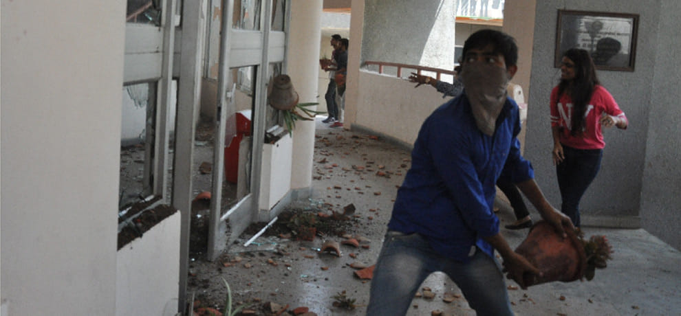 with UGC decision unhappy students create Violent protests and sabotage in campus