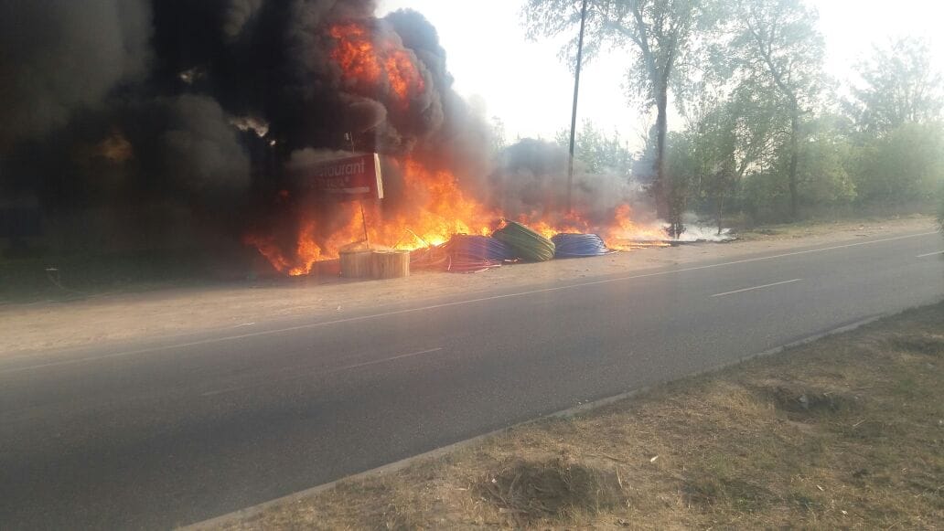 fire on national hiway