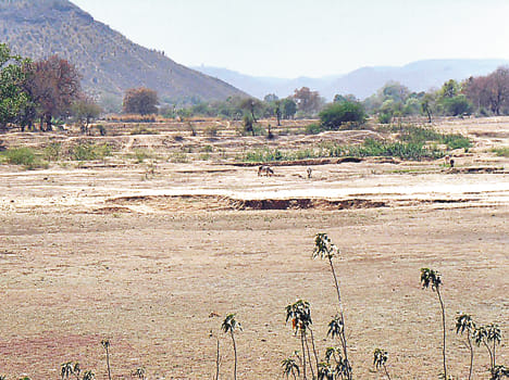 Dried pond, the need to protect water resources