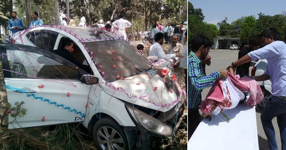 Photos : bride and groom 's car hit the shot , remains disabled daughter