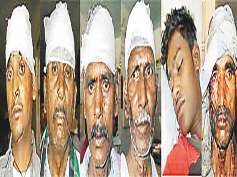 Organically in the procession , including the groom , eight injured