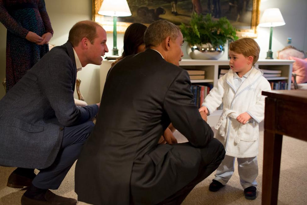 Prince George meets the President of the United States Barack Obama