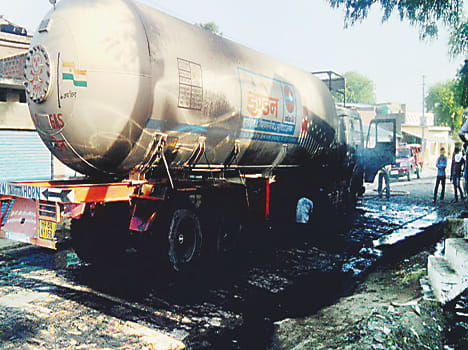 LPG gas tanker fire, stirring