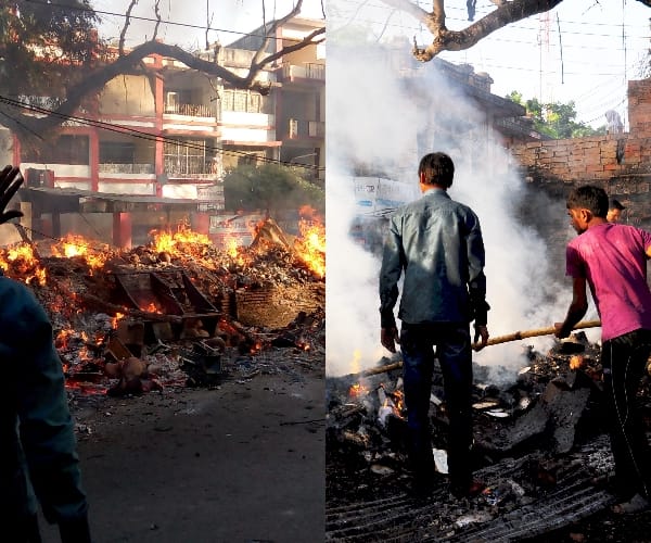 Fire in Aliganj in Lucknow.