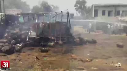 Truck loaded with LPG cylinder burst in fire in mathura