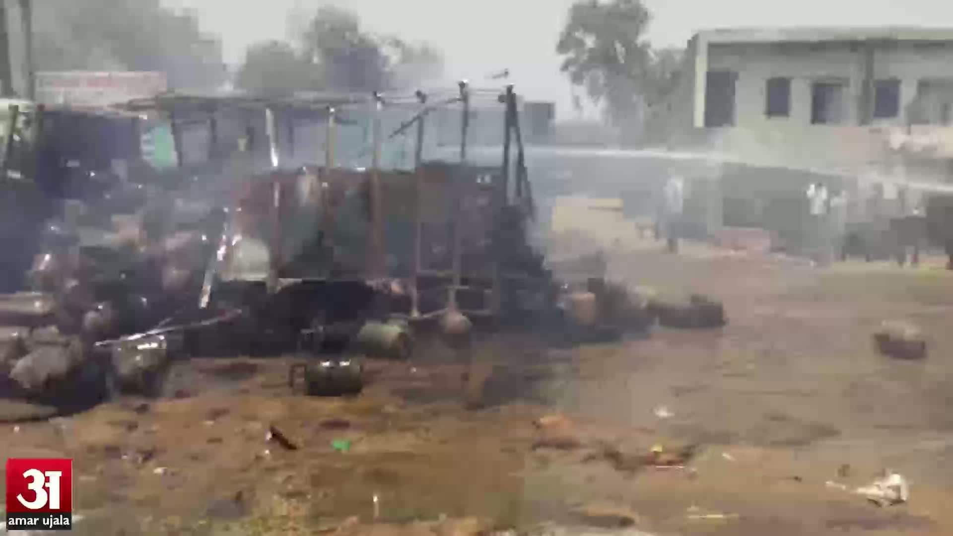 एलपीजी गैस से भरे ट्रक में लगी आग