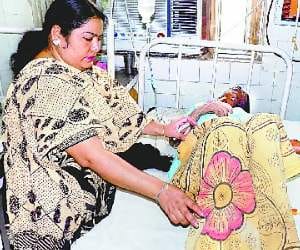 Married fire from splashed kerosene