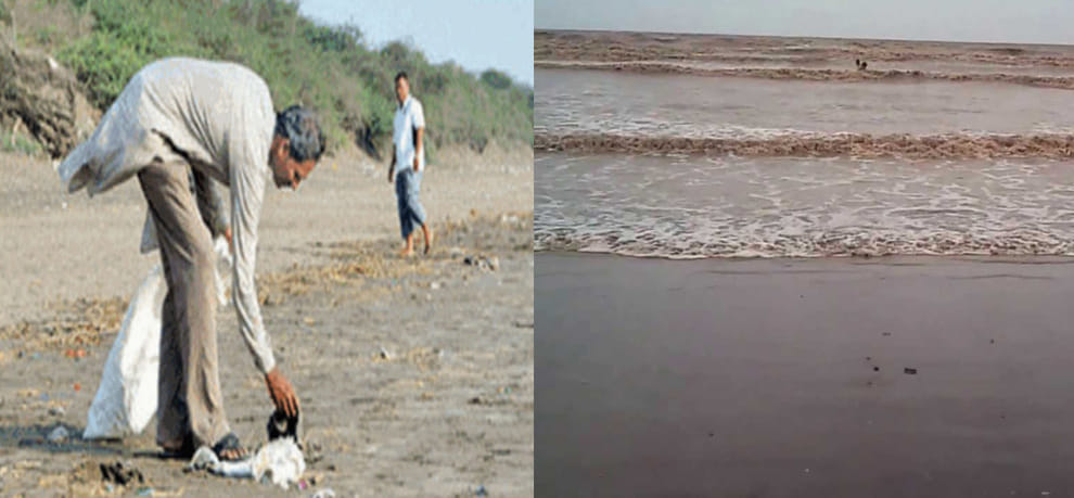 this man cleans the dandi beach