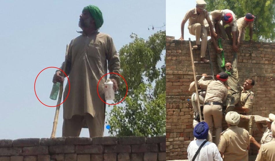 in front of police team Indebted farmer commit suicide with mother