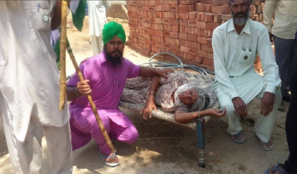 in front of police team Indebted farmer commit suicide with mother