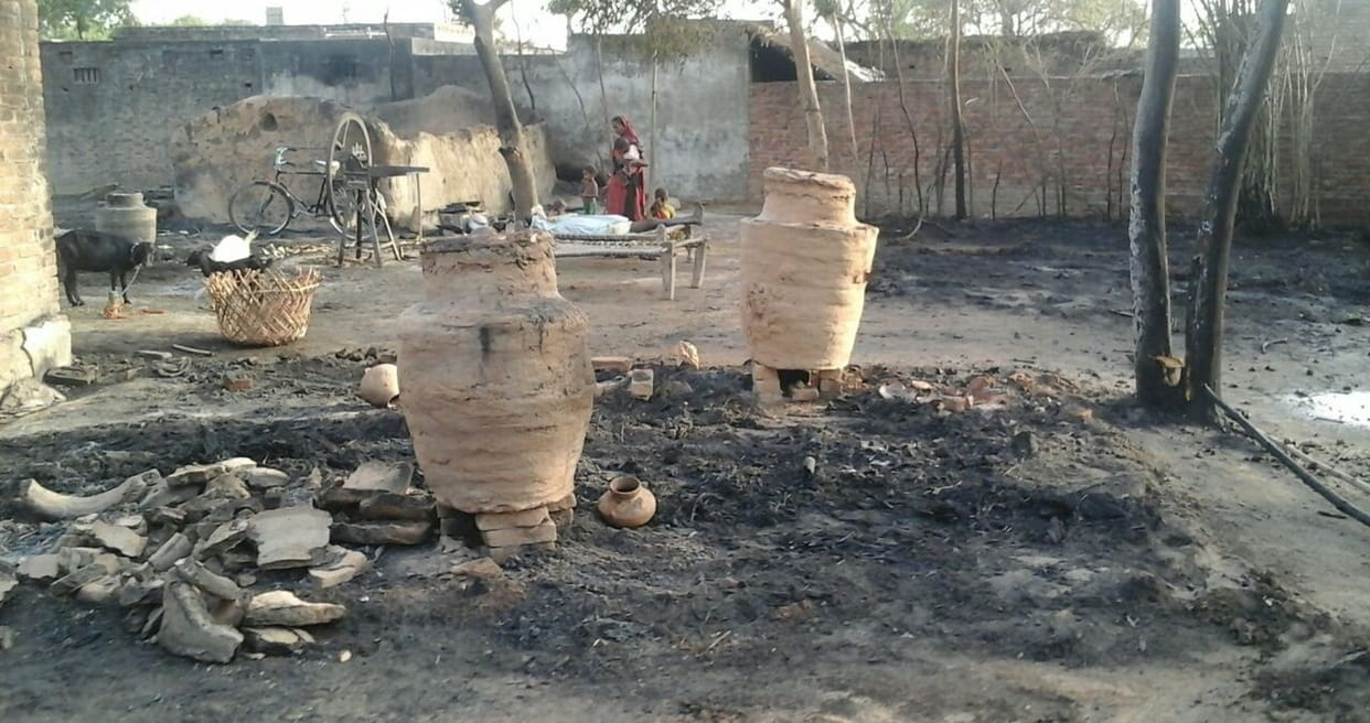 women burnt alive, one injured