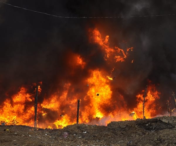 Fire in a Basti in Gomati Nagar in Lucknow.