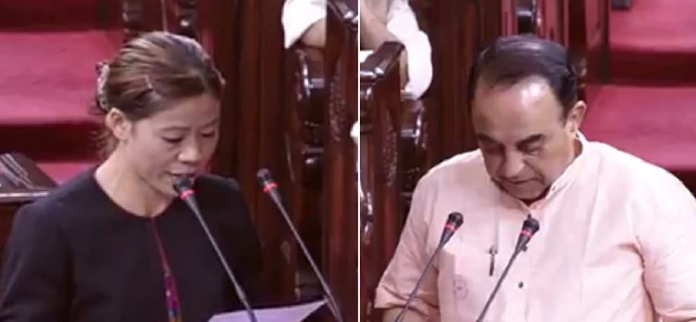 Subramanian swamy and MC Mary Kom take oath as Rajya Sabha member