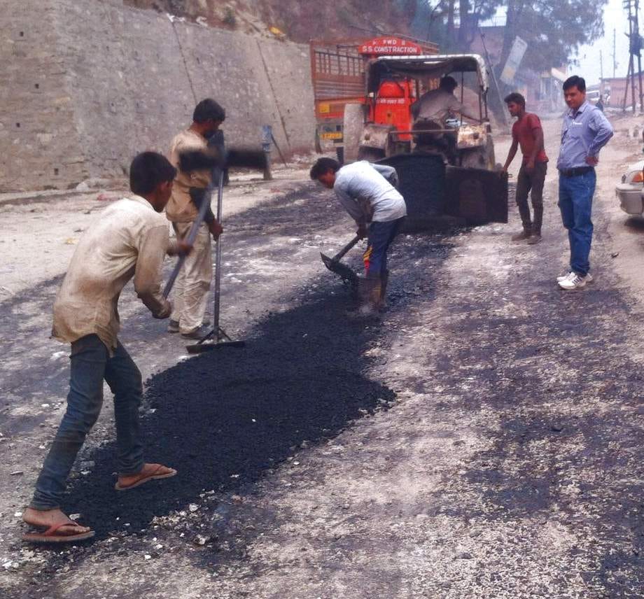 People stopped work to improve road