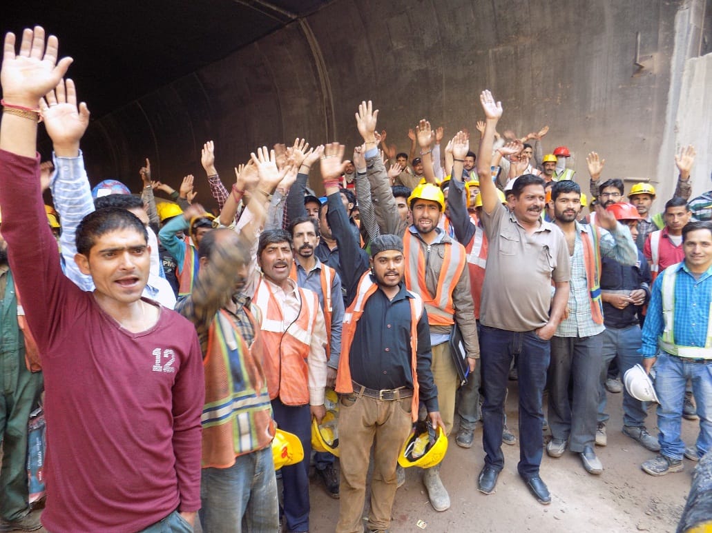 Tunnel workers on strike