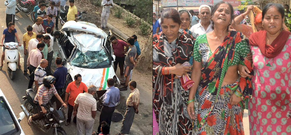 car fell from the flyover, death of two young men