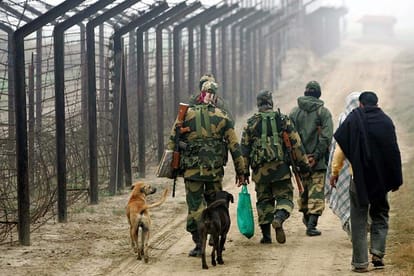 The process of setting the laser beam at the border