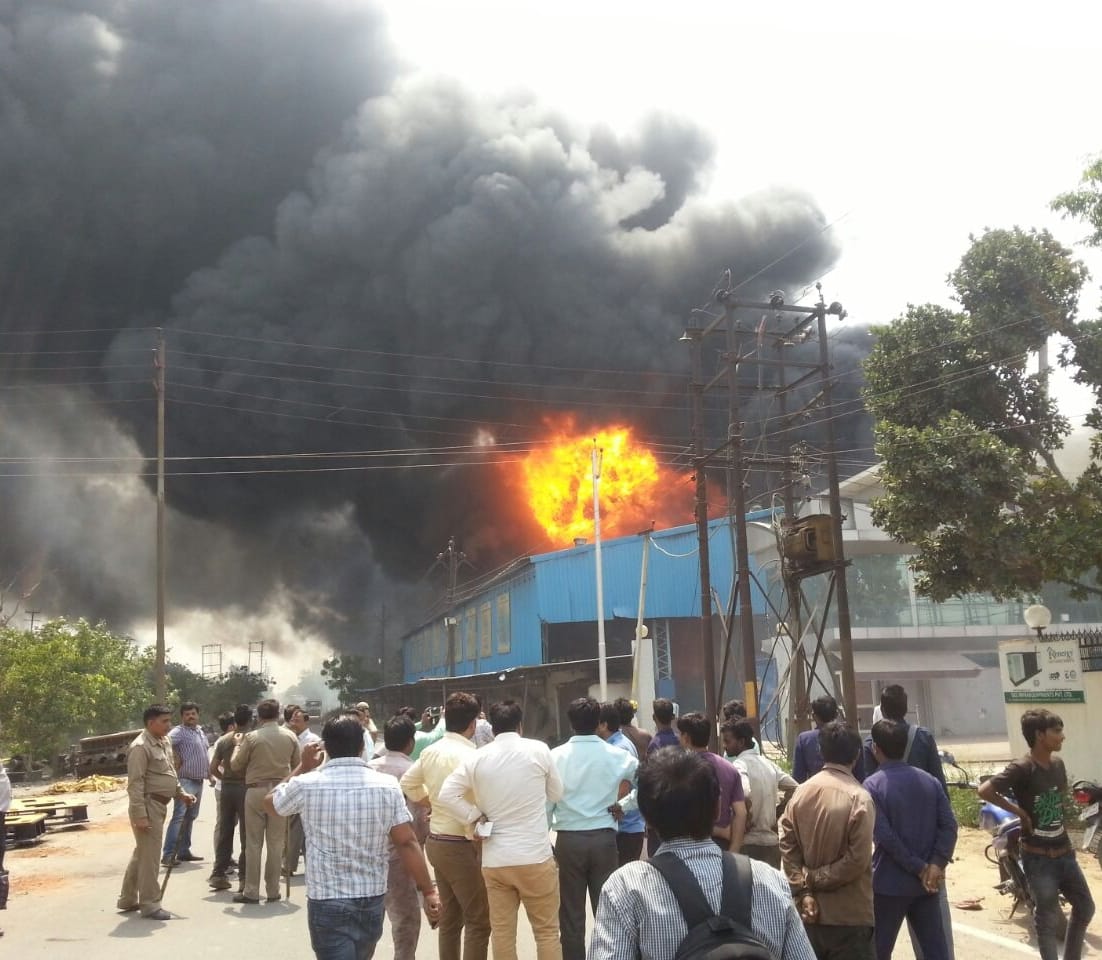 A raging fire at the factory paint and gear