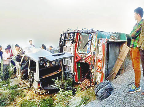 Procession in the van truck collision , two killed