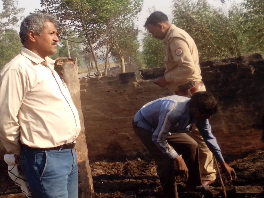 Three houses gutted by fire.