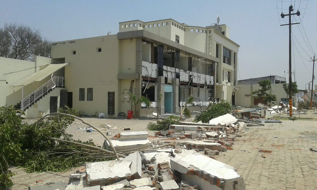 demolition of illegal hotel sparsh of sp mla rampal