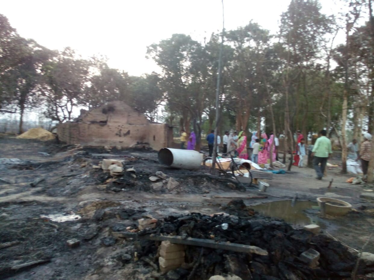 huts fired, youth burnt