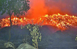 A town in flames