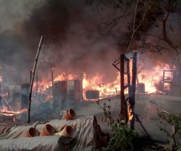 Fire in Hazratganj in Lucknow.