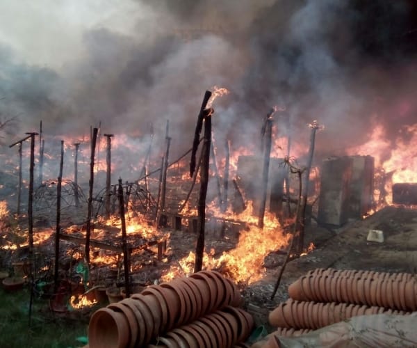 Fire in Hazratganj in Lucknow.