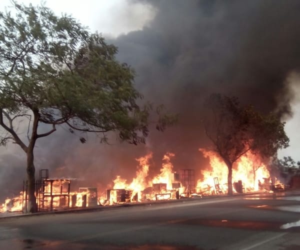 Fire in Hazratganj in Lucknow.