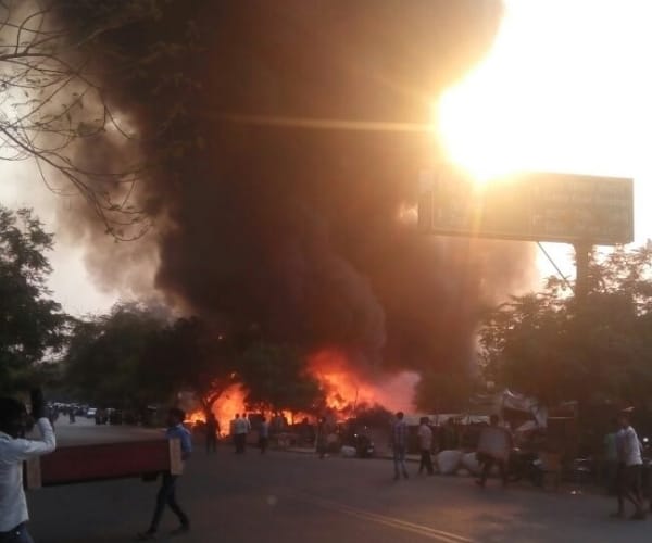 Fire in Hazratganj in Lucknow.