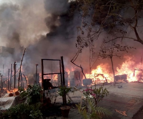 Fire in Hazratganj in Lucknow.