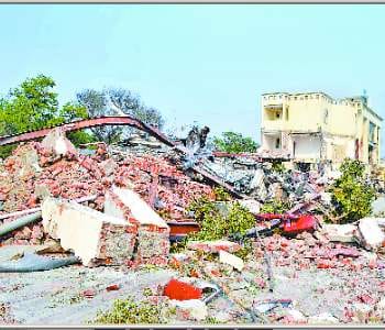 Half of the hotel Sparsh converted to rubble