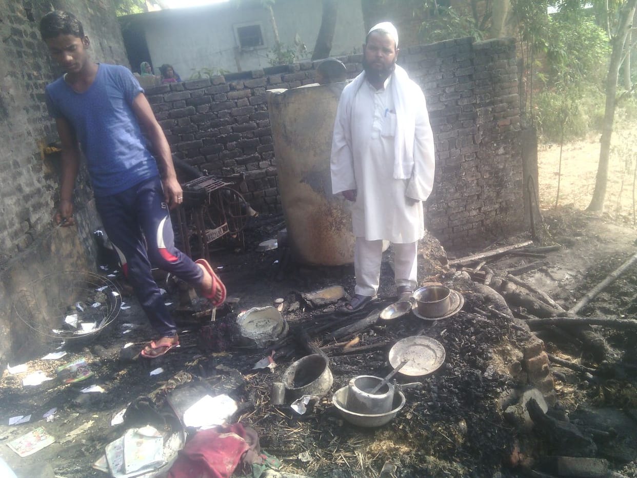 Spark of garbage burned house