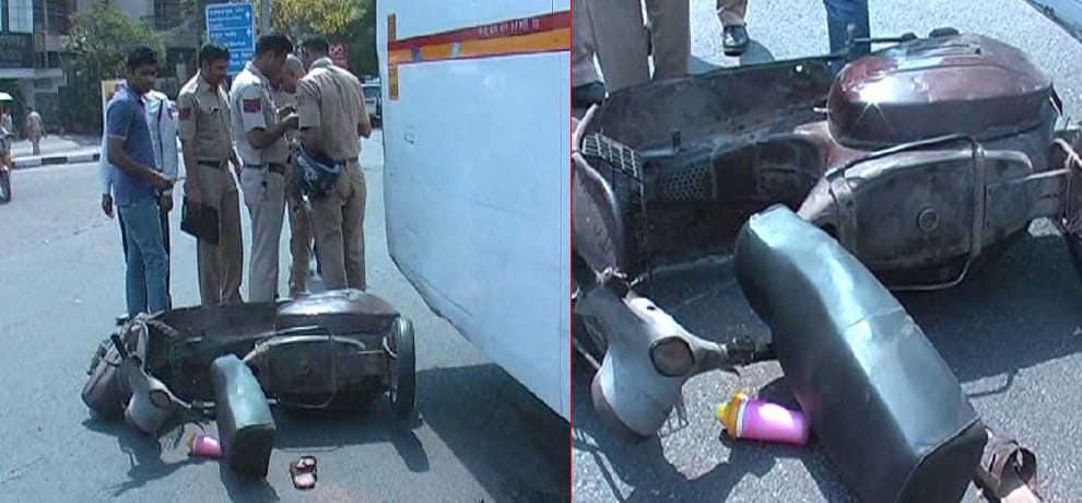 Traumatic Incident: chartered bus crushed the scooter rider grandparents