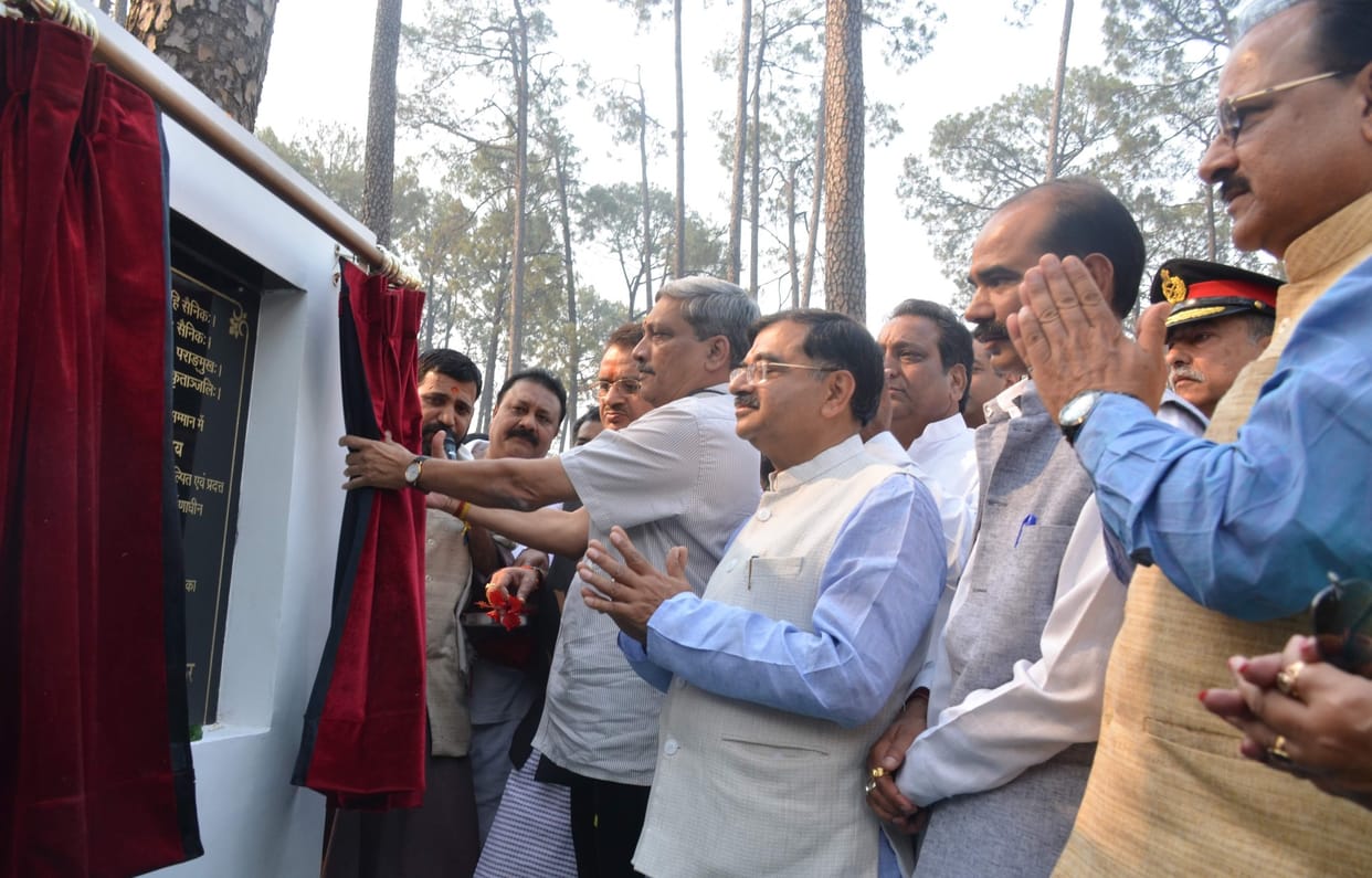 defence minister put the foundation stone of war memorial in dehradun.