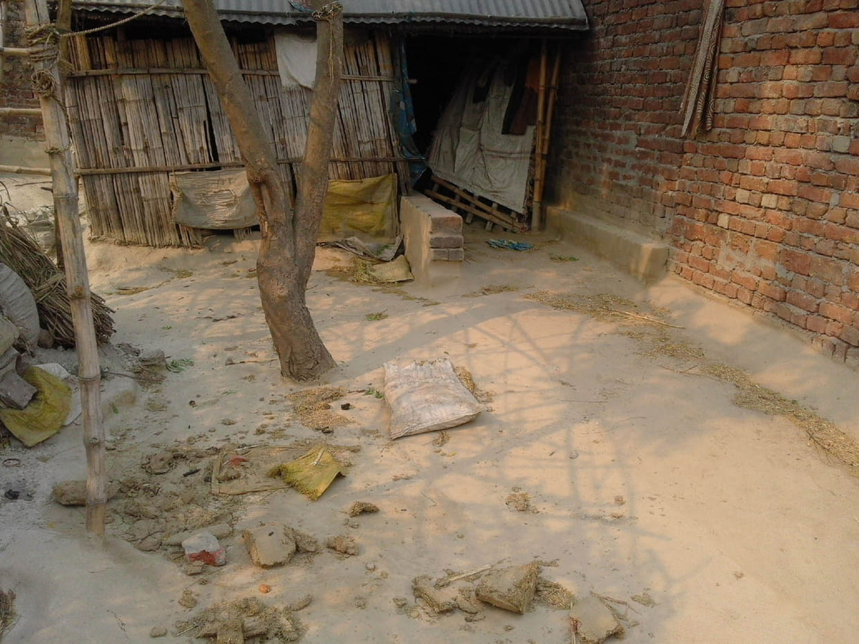 widow with her children left home, due to fear of beaten