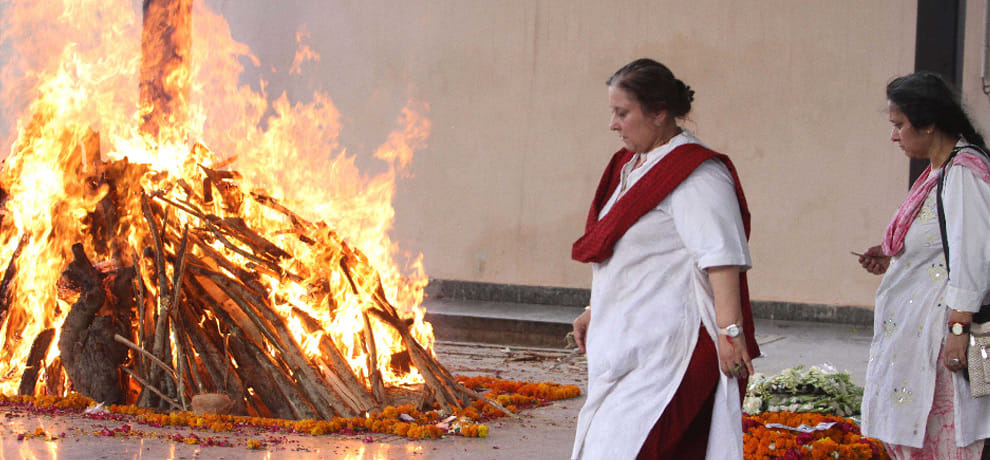  funeral pictures of Former Jan Sangh president Balraj Madhok
