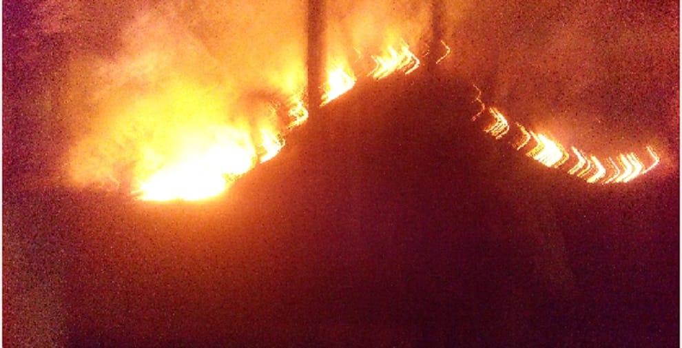 68 huts to ashes by fire
