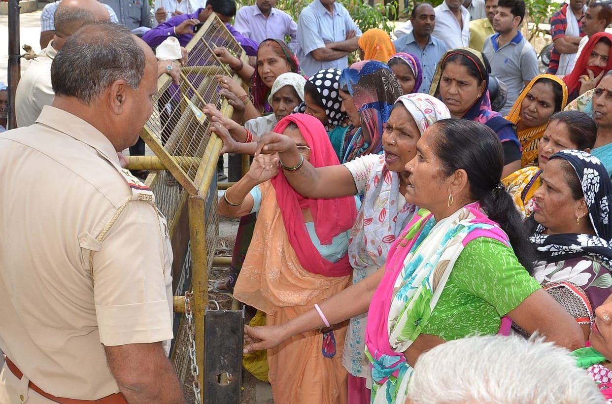 Women police station district headquarters uproar.