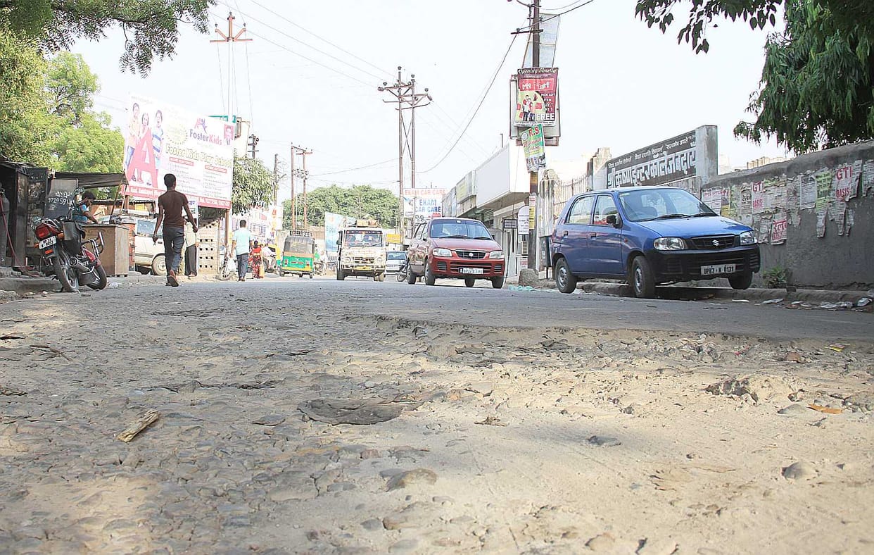 Large potholes in the road ...