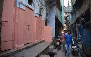 Police guarded the deserted streets