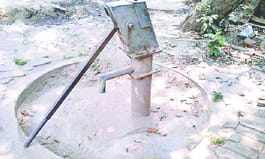 Close to many hand pumps for water