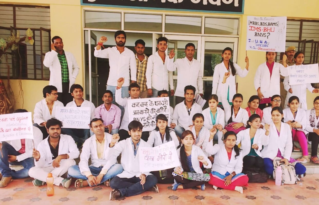 Yoga students demonstrate