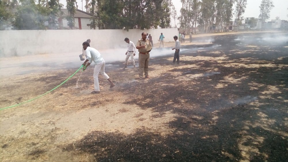 fire in grund near lpg godown