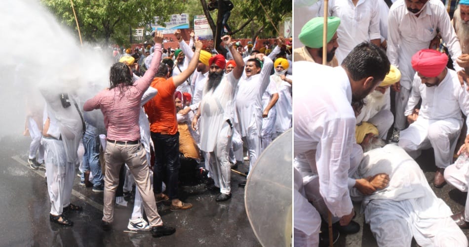 congress protest, punjab congress protest, police lathicharge on congress workers, chandigarh