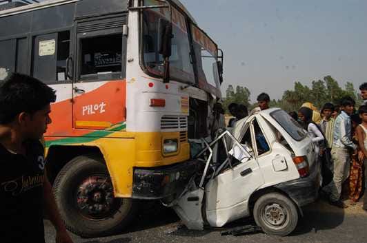 Private bus entered the car, killing two people
