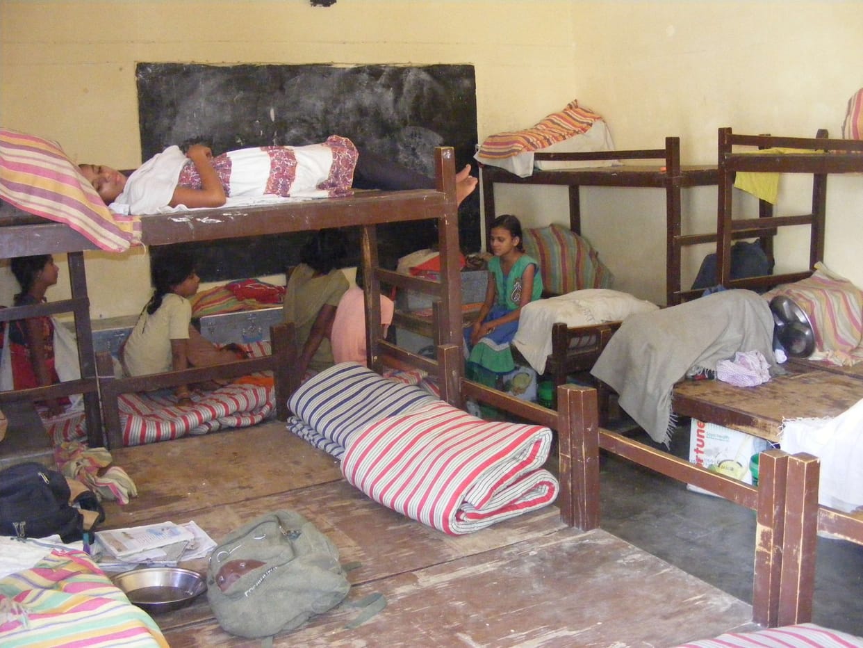 Students forced to bathe in the open