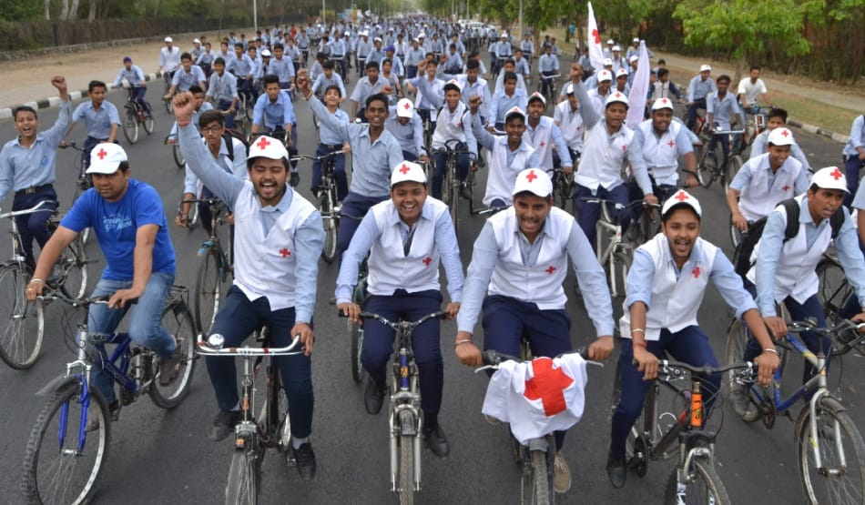 Health awareness cycle rally by Red Cross